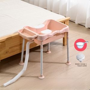 Adjustable Electric Heated Bath Basin for Bedridden Elderly And Pregnant Women Rectangular Plastic Hair Washing Basin Home Use