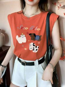 Cartoon Printed American Style Loose Sleeveless Vest