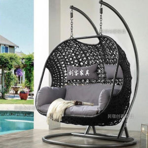 Outdoor Hanging Basket Rocking Chair Double Glider Swing Bedroom and Household Courtyard Casual Lazy Bone Chair Balcony Garden Furniture