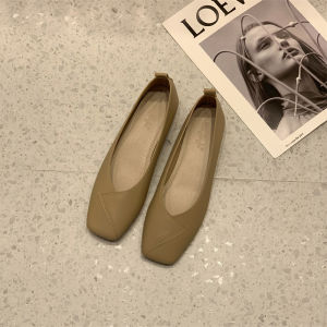 Square Head Soft Sole Vintage Gentle Elegance Low Heel Womens Single Shoes