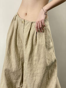 กางเกงทรงพองผ้าลินินทรงหลวม
