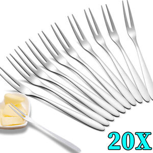 10/20/30pcs High-quality Stainless Steel Fruit Forks / Two-prong Design Dessert Forks for Home Kitchen or Restaurant