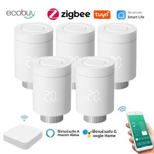 วาล์วควบคุมอุณหภูมิหม้อน้ำ Tuya Zigbee 3.0 วาล์วหม้อน้ำ Zigbee หัวควบคุมอุณหภูมิแบบเทอร์โมสแตติก Wifi ควบคุมอุณหภูมิผ่าน Alexa และ Alice
