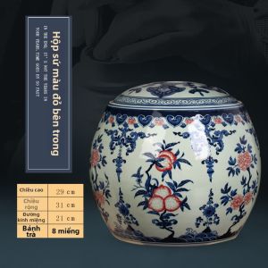 Hộp Đựng Trà Gốm Sứ Vẽ Tay
