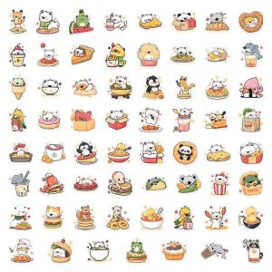 63 ชิ้นสติกเกอร์การ์ตูนสัตว์เลี้ยงขนาดเล็ก เซ็ตของเล่นสำหรับเด็ก กระดาษทรายกันน้ำ อุปกรณ์สำหรับการศึกษา