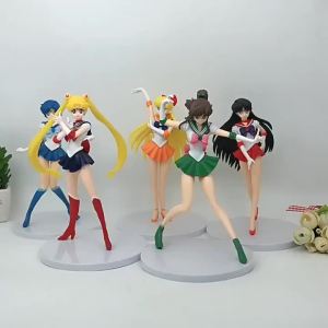 Bandai | 5pcs/set Anime Figure Sailor Moon Cute Mizuno Ami Tsukino Usagi Hino Rei Aino Minako Action Figure PVC Model Doll Christmas Gif