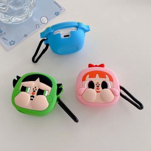 【New】Cute Cartoon Colorful Powerpuff Girls Liquid Silicone Earphone Protective Case with Hook For Samsung Buds live Pro 2 2 Pro FE Earphones