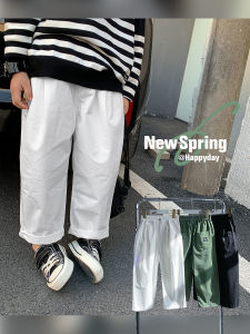 Childrens White Casual Pants 2025 Spring Summer New Style Boys Handsome Pure Color Long Trousers Korean Version Middle Child