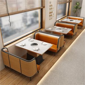 Modern Minimalist Commercial Stone Firepot Table with Integrated Grill for up to Double Guests Environmentally Friendly