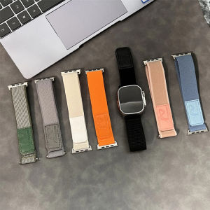 Nylon Leather Strap For Apple Watch Ultra 2 49mm 41mm 45mm 40mm 44mm 42mm Loop Band For iWatch 9 8 7 6 5 4 3 se Bracelet