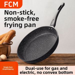 Light Smoke Non-stick Flat Pan for Stovetop Made of Stone Dimple