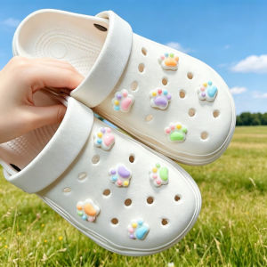 10pcs Flower Shoe Decorations Shiny Colored Cat Claw Clips Fashionable Cute Summer Shoe Accessories for Girls DIY Hole Shoes
