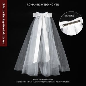 XINGGONGGUAN | Phụ kiện tóc cưới ngắn đơn giản cho lễ đăng ký kết hôn và chụp ảnh cưới có nơ thắt nút hình bướm Phụ kiện tóc cưới mềm mại