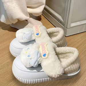 Dép Cotton Hellokitty Mới Cho Nữ Có Gót Dễ Thương Ấm Áp Nhung Chống Trượt Mùa Đông Chống Thấm Nước Đế Bằng Có Thể Tháo Rời