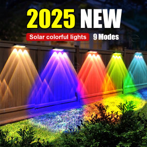 2 Pack Colorful Solar Wall Lights 3 LED Solar Fence Lights Outdoor Waterproof Solar Deck Lights Wall Lights for Fence Post Yard
