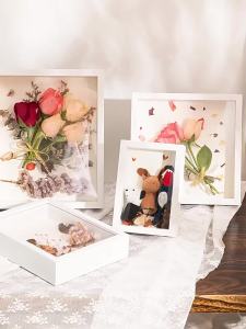 Thickness-3CM Handcraft 3D DIY Hollow Photo Frame Wooden Stereoscopic Specimen Storage Display Picture Frame DIY Decoration Frame 4 Size Available