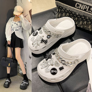 Giày Nữ 6Cm Xăng Đan Croc Cao Gót Đế Dày Đi Biển Ngoài Trời Xăng Đan Tăng Chống Trượt Dây Xích (Chọn Một Cỡ Lớn)