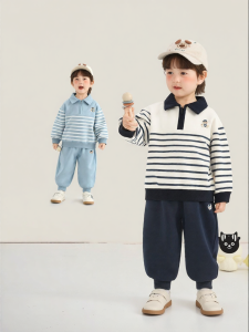 CUTEPANDAS | Bộ Đồ Sweater Dành Cho Trẻ Em Kiểu College Có Cổ Polo Mùa Xuân