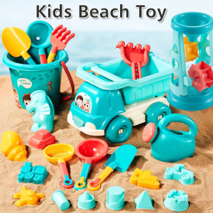Beach Toys for Kids Plastic Sprinkler Bucket Shovel Rake Model Sand Pile Beach Toy Stroller Digging in Sand Toy Set 3 Years and Above