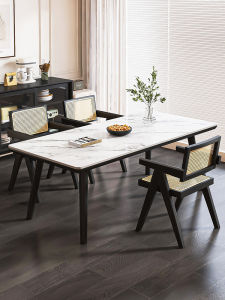 Rattan Woven Solid Wood Dining Chair Home Use Back Chair Armchair Minimalist Style Homestay Chair Chandigarh Chair