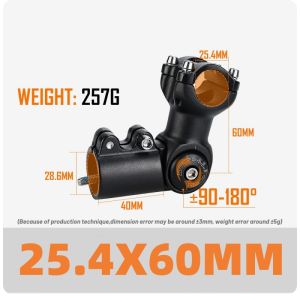 GUSTAVO Mtb Power Bicycle Handlebar Stem Road Mountain Bike Table 60/80/93/100mm Rod Adjustable Stem 31.8 25.4 Riser