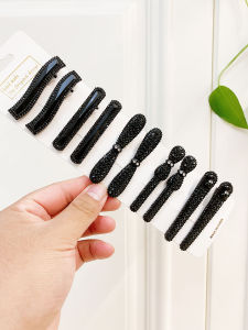 Simple Stylish Side Hair Clip Beachy Girl Hair Accessory Small Black Diamond One-Row Duckbill Hair Clamp Hair Ornament