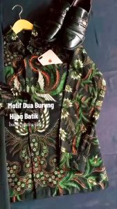 BATIK PUTRA JAWA Motif Dua Burung Hijau Kemeja Batik Pria Slimfit Premium Bahan Katun Lapis Furing