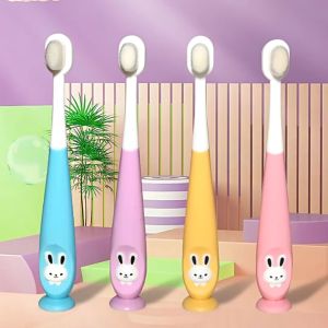แปรงสีฟันเด็ก แปรงสีฟันขนนุ่ม ขนแปรงนุ่มละเอียดเป็นพิเศษและมีรูปร่างเหมือนกระต่ายการ์ตูนที่เด็กทารกวางไม่ได้