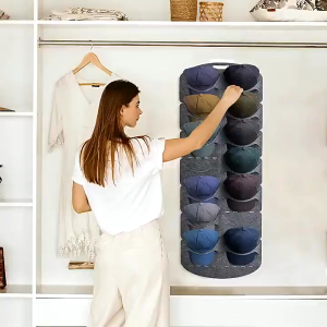 7/14 Grids Felt Hat Storage Rack Wall Hat Racks Gray Cap Holder Door Hanging Baseball Caps Storage