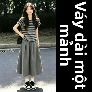 SUSIEYUAN | Bộ Đầm Midi Tay Ngắn Mùa Hè