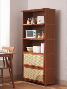 Tủ Sách Bằng Gỗ Tre Tân Cổ Điển Rộng 80cm Giá Sách Cao Cấp 4-5 Tầng Kệ Trưng Bày Kệ Tre Để Đồ Họa Tiết Cửa Mây Tre Đan Decor Phòng Khách Đẹp Độc Đáo VipHouse