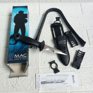 Mac Coltellerie Pisau Selam Art Sub 11D/9/C Baja Tahan Karat W 1.4116 Gagang Ergonomis Lengkap Sarung & Tali untuk Scuba Fishing Buatan Italia