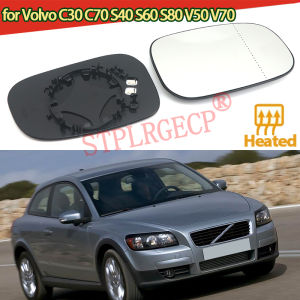 Driver Left Side Heated Wing Mirror Glass Angle Rearview Mirror with Base for Volvo C30 C70 S40 S60 S80 V50 V70