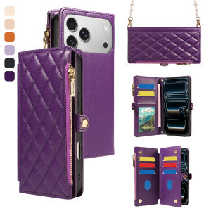 PU Leather Phone Case for IPhone 17e 16 15 14 13 12 11 Pro Plus Pro Max with Magnetic Closure Strap Lanyard Wallet Phone Cover
