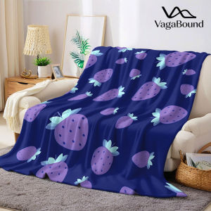 Monochrome Strawberry Flannel Blanket Warm Soft Halloween Christmas Decorative Couch Warm Cozy All-Season Gift
