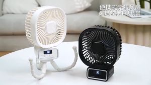 Rechargeable Hand Held Fan LED USB Charging Power Display Octopus Type Table Fan 3 Gear Wind Speed Super Quiet Suitable For Outdoor Dormitory Office