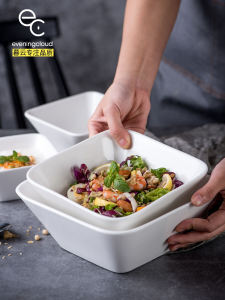 European Style Large Size Square Ceramic Soup Bowl Home Use Noodles Bowl Glutinous Rice Porridge Bowl Good Looking Cold Skin Bowl