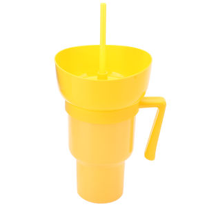1000ML 2 In 1 Snack Cups with Straw Leak-Proof Snack & Drink Cup Popcorn Beverage Cup Water Bottle For Kids Cinema Home Travel