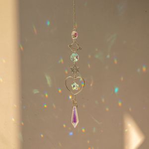แขวนจี้คริสตัลสวน Suncatcher Wind Chimes Rainbow Prism คริสตัลสําหรับตกแต่งหน้าต่าง