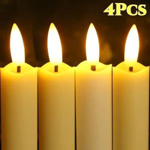 4Pcs LED Flameless Candles Lights with 3D Wick Battery Operated Simulation Electric Candles Lamps Christmas Wedding Party Table Decoration