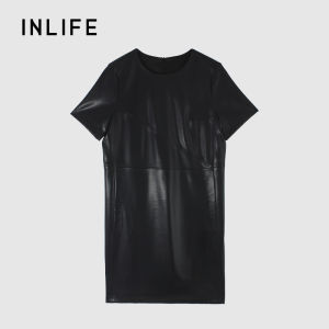 INLIFE | Summer New Fashionable Elegant Black Round Neck Short Sleeve Dress
