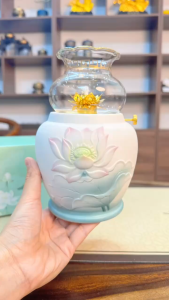 Lư Xông Trầm Hương Gốm Trắng Hoa Sen Đức Hóa Lư hương Bát Sen xông nụ trầm hương bột trầm nhang vòng thờ cúng Diệu Tâm