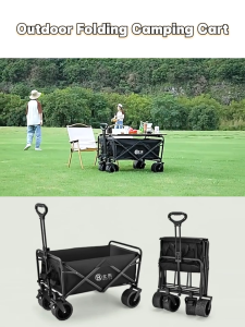 【SG】HXR Outdoor Portable Camping Cart Camping Essentials Picnic Camping Table Foldable Trolley With Wheels Shopping Trolley