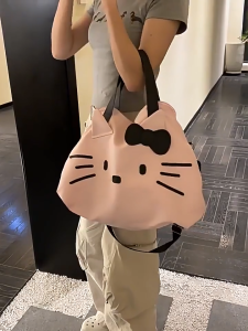 Dung tích lớn Túi Du Lịch KT túi hành lý Hello Kitty Túi tote cho phụ nữ Túi Đeo Vai hoạt hình giản dị