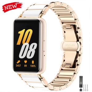 Metal Strap for Samsung Galaxy Watch Fit 3 Ceramics Stainless Steel Band for Galaxy Watch Fit3 Luxury Women Bracelet Accessories