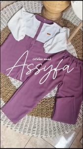 Setalan anak perempuan kancing depan aktif 3-13 tahun / baju setelan anak assyfa kids crinkle airflow
