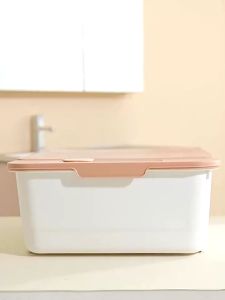 ARI Storage Box with Roller and Lid Sundries Organizer Container Large Capacity Dustproof Waterproof Household Office