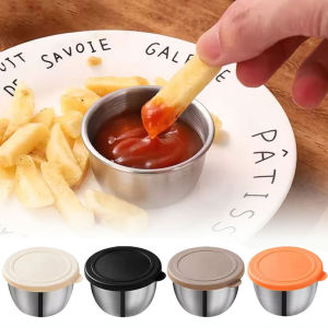 1/4 chiếc hộp gia vị chống rò rỉ mini hộp đựng gia vị cốc có nắp nước sốt thép không gỉ 304 cầm tay
