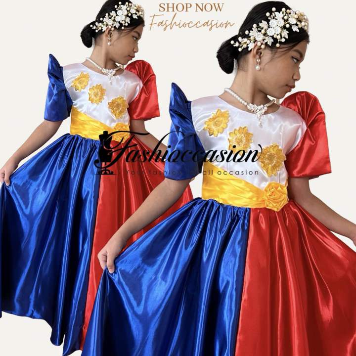 Filipiniana Mestiza Flag Inspired gown For Kids Buwan ng Wika Costume Lazada PH