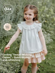 OAK FAMILY | Summer Baby White T-shirt with Ruffled Collar Flutter Sleeves